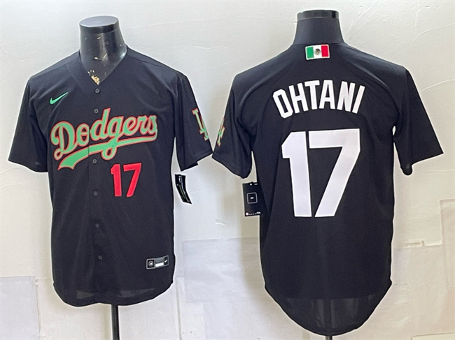 Men's Los Angeles Dodgers #17 Shohei Ohtani Black Mexico Limited Stitched Baseball Jersey Men's Los Angeles Dodgers #17 Shohei Ohtani Black Mexico Limited Stitched Baseball Jersey